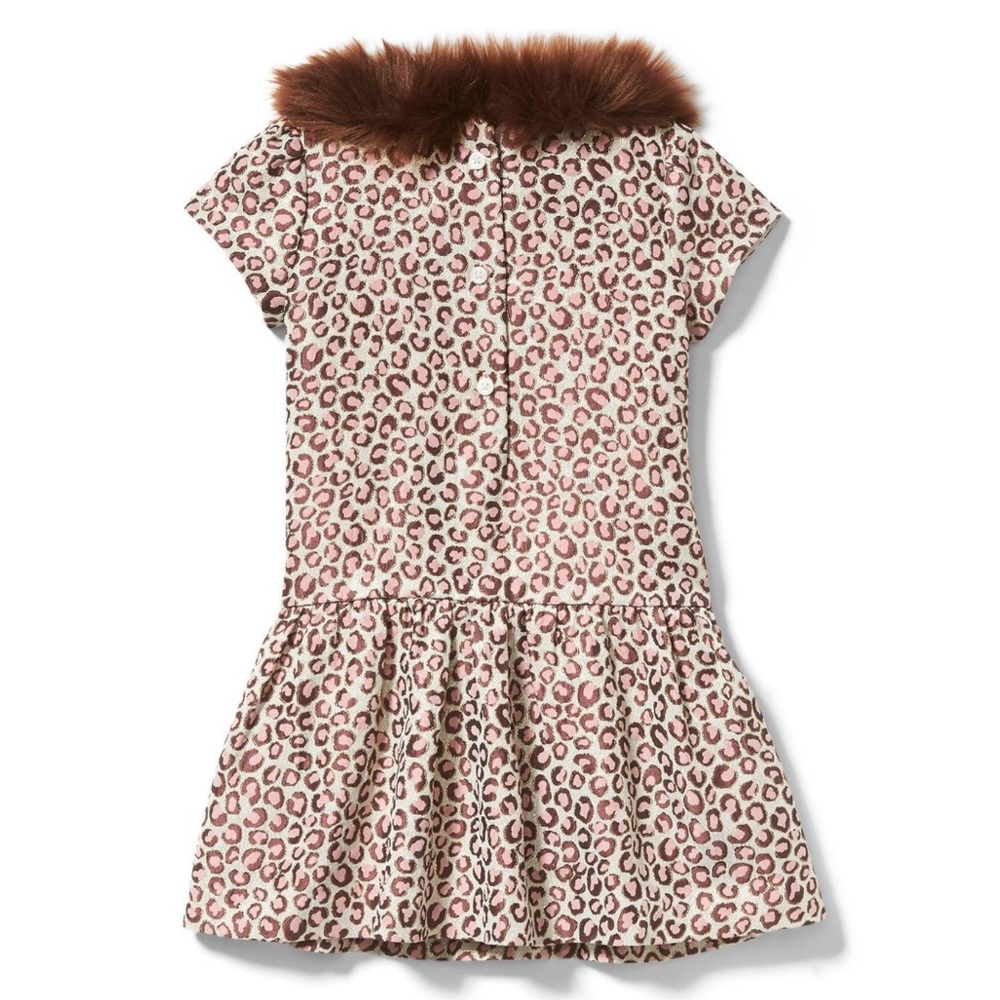 Janie And Jack LEOPARD FAUX FUR COLLAR DRESS NWOT - Picture 5 of 5